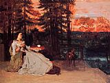 Seated woman in the terrace by Gustave Courbet